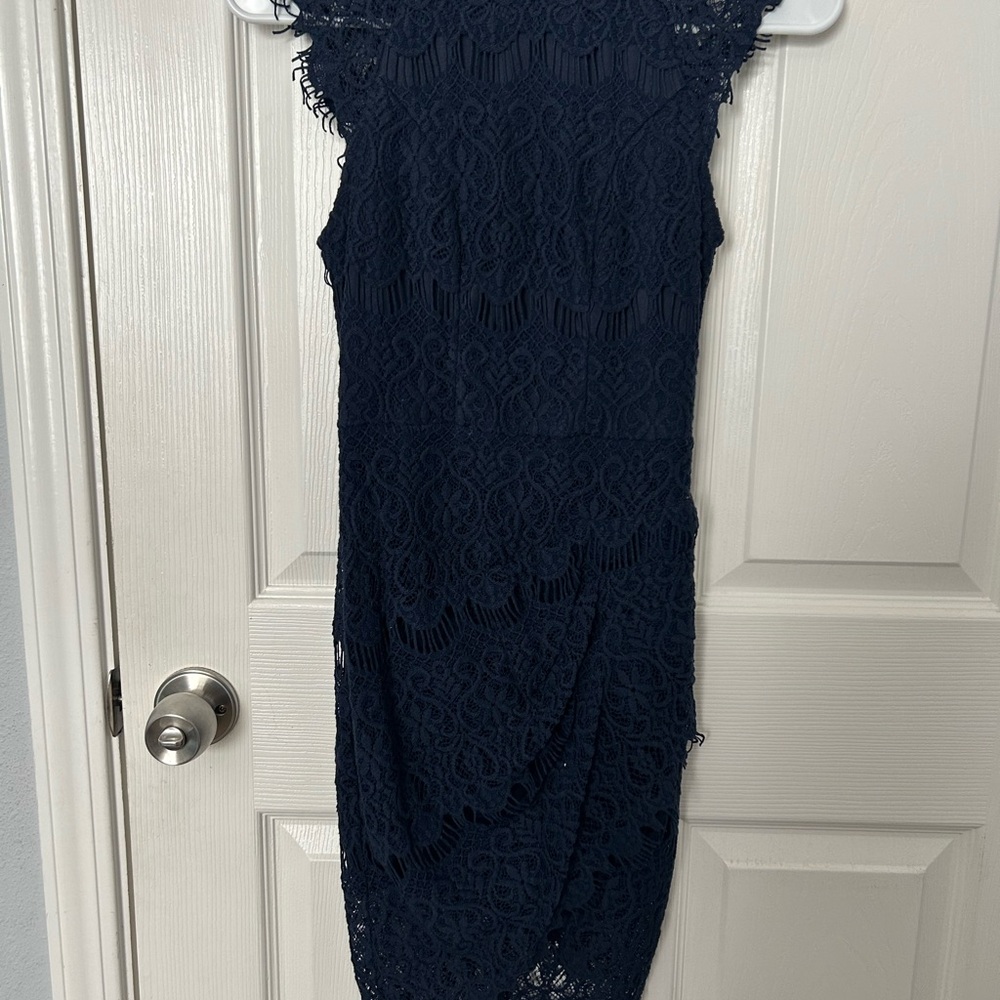 Hello Molly Midnight Blue Lace Mini Dress - Picture 4 of 5